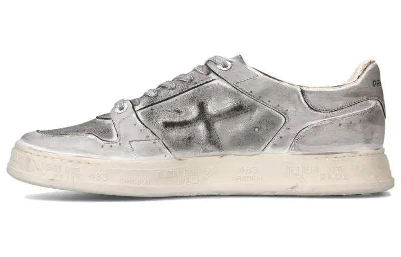 PREMIATA Quinn Calfskin Low top Skateboard Shoes Men's Silver Gray