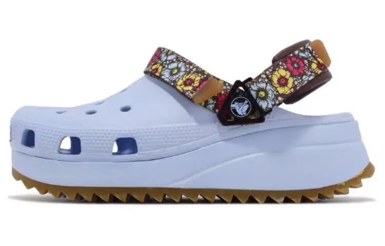 Crocs Hiker Retro Floral Clog EVA Clog 5cm Unisex Blue
