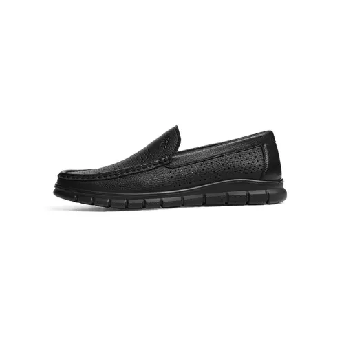 Red Dragonfly Sheepskin Hollow Breathable Comfortable Flat Dad Shoes Formal Leather Shoes Men's Style