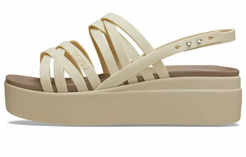 Crocs Brooklyn Strappy Low Wedge 'Bone' Women's