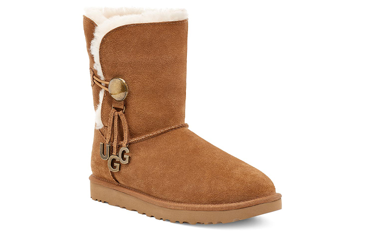 Женские сапоги UGG Bailey Button Ugg Charm (коричневые) — фото 3