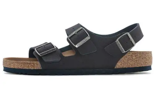 Birkenstock Milano Vegan Microfiber Leather Beach Sandals Men's Indigo Regular
