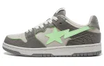 A BATHING APE SK8 STA Cow Leather Low top Stylish Skateboarding Shoes Women's Gray Green