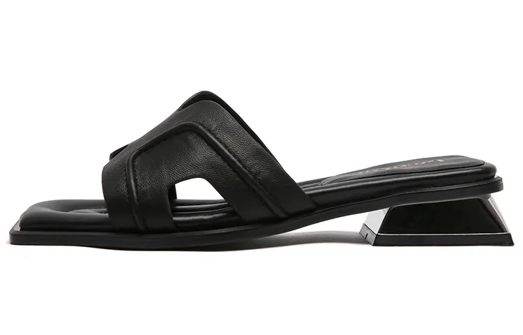 PACO GIL Goatskin Stylish Sandal 2.5cm Women's Black
