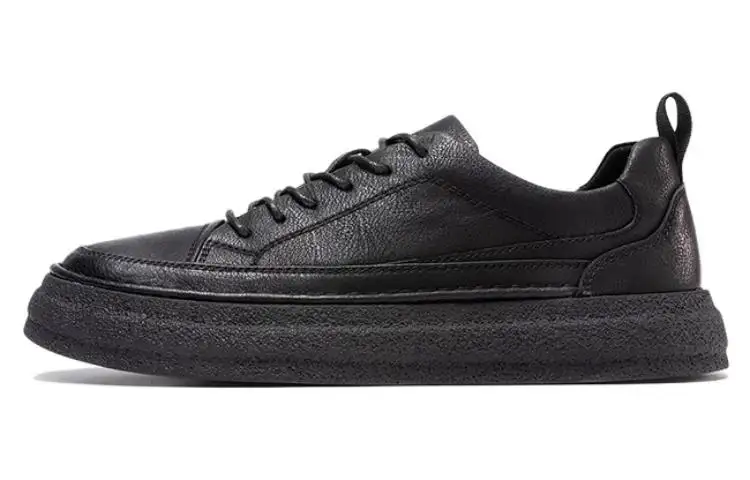FAIRWHALE Men's Casual Shoes Men's Low Top Pure Black/Gray Khaki