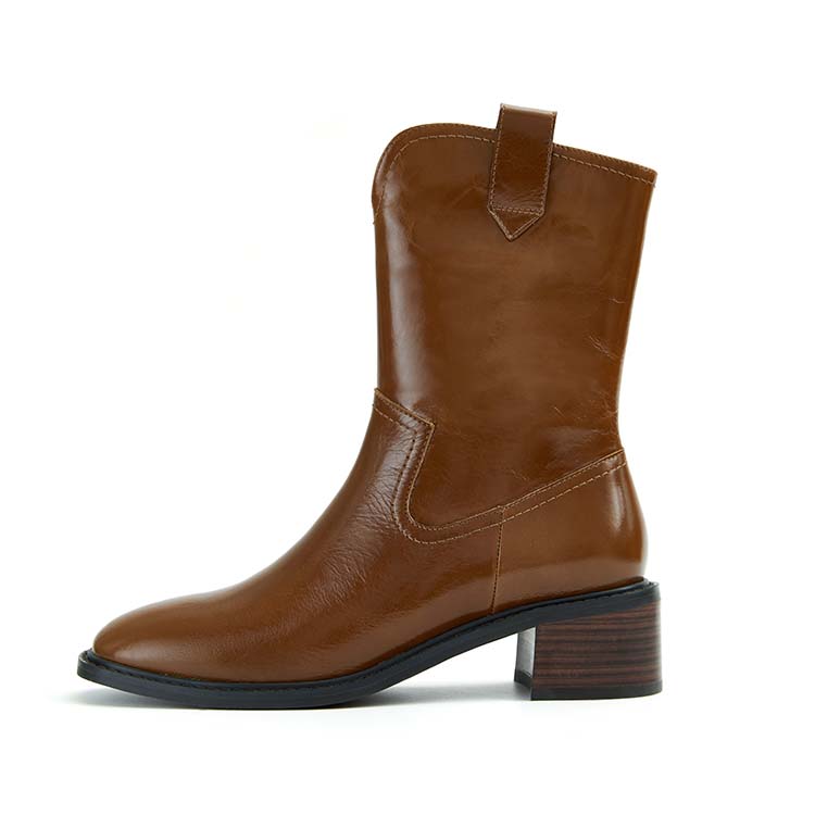 Marie Claire Cow Leather Ankle Boots 4.7CM Women's Bright Brown