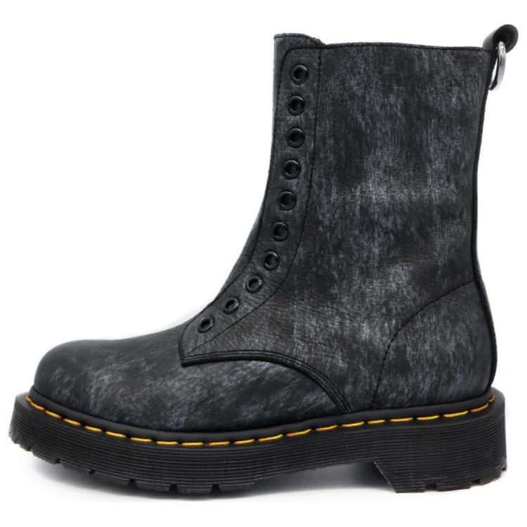 BEFFON Top Grain Cow Leather Crew Combat Boots Women's Black