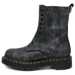 BEFFON Top Grain Cow Leather Crew Combat Boots Women's Black