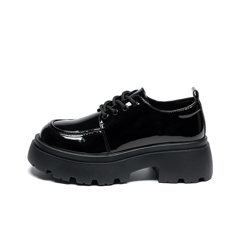 ZHR Then, shiny lace-up small leather shoes with thick soles, Japanese JK retro college style British style, breathable and comfortable in summer, heightening thick heels, sweet and versatile, campus style, dating, business commuting, plus velvet to keep warm, casual shoes for women