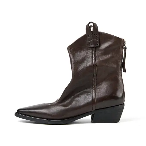 Marie Claire Horse Leather Ankle Boots 4.7CM Women's Lava Nama Chocolate Brown