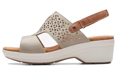Clarks Leather One Strap Sandals 5.5cm Women's Gray