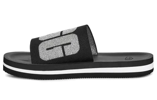UGG Zuma Metallic Graphic Black Slippers Women's