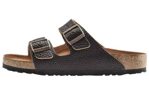 Birkenstock Arizona Leather Slide Slippers Men's Nomad Black