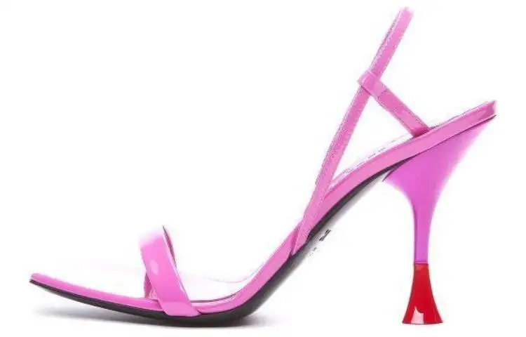3JUIN ISCHIA Leather One Strap Sandals 10cm Women's Pink
