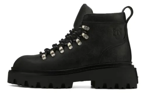 Naked Wolfe Resort Leather Short Combat Boots 5cm Women's Black