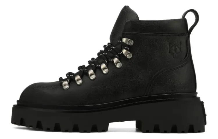 Naked Wolfe Resort Leather Short Combat Boots 5cm Women's Black