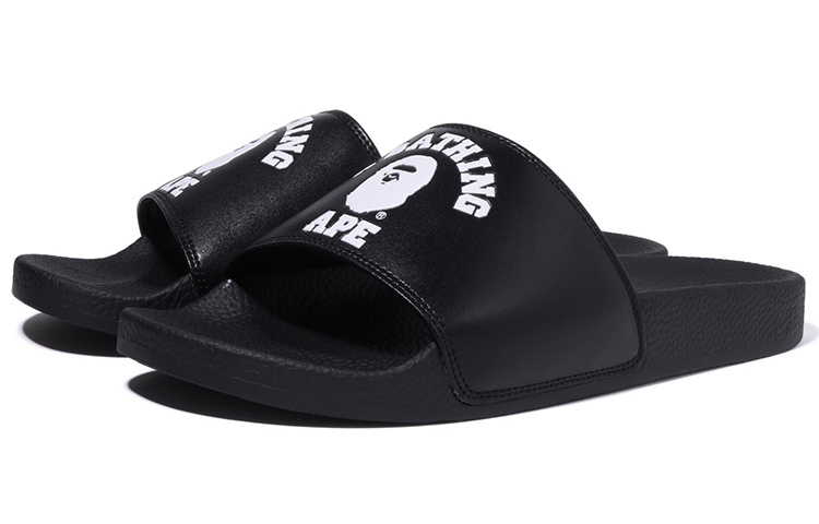 BAPE A BATHING APE Slide Sandals Crossbone Black