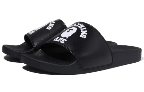 BAPE A BATHING APE Slide Sandals Crossbone Black