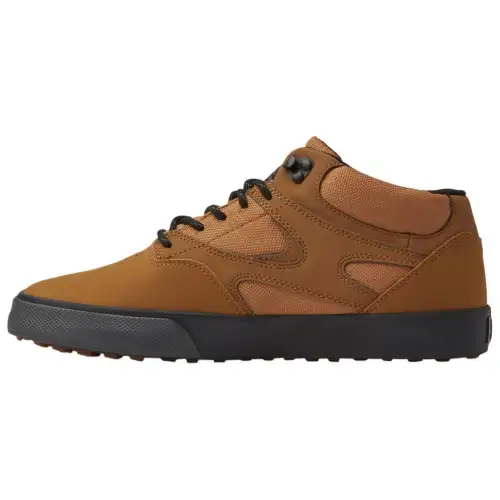 DC Shoes Kalis Vulc Leather Mid top Skateboard Shoes Men's Brown
