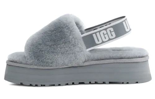 UGG Disco Slide Cozy Thick Sole Casual Slipper Gray Women's