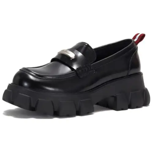 Teenie Weenie Cow Leather Loafers 6CM Women's Black