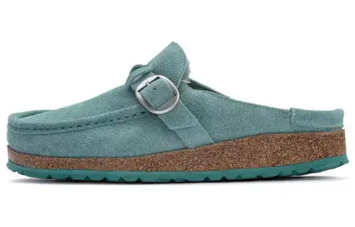 Birkenstock Suede Closed Toe Slippers Women's Peacock Green Regular