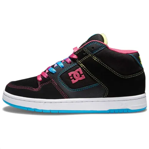 DC Shoes Leather Mid top Skateboard Shoes Women's Black Rose Red