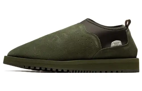 Suicoke Leather Flat Low top Sports Casual Shoes Men's Olive Green