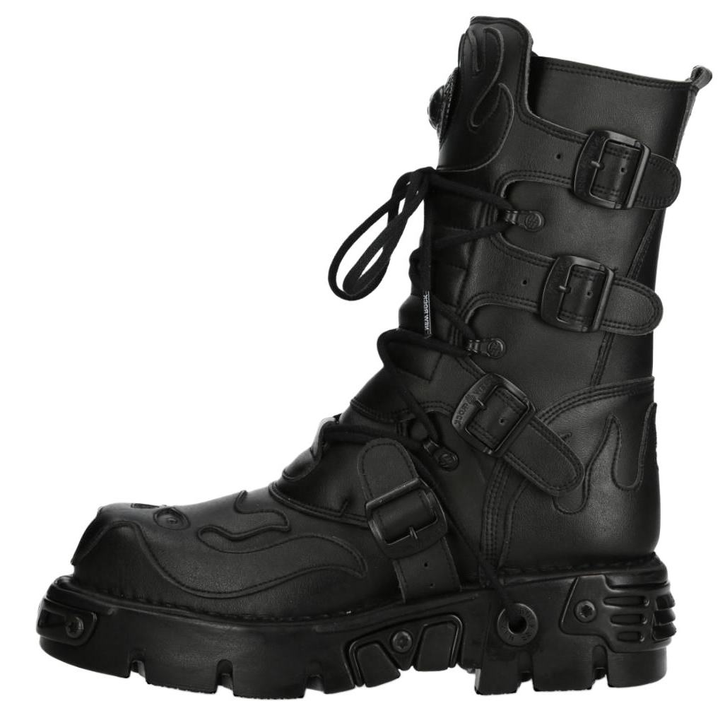NEW ROCK Crew Combat Boots 6cm Unisex Black
