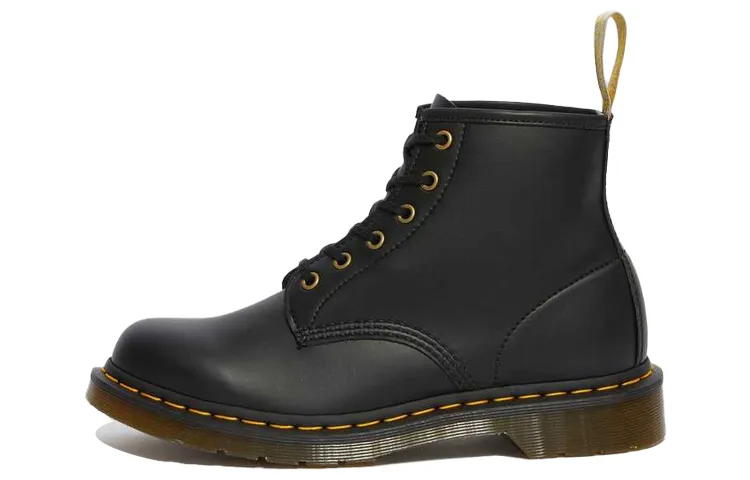 Dr.Martens 101 Synthetic Leather Short Mid Calf Combat Boots Unisex Black