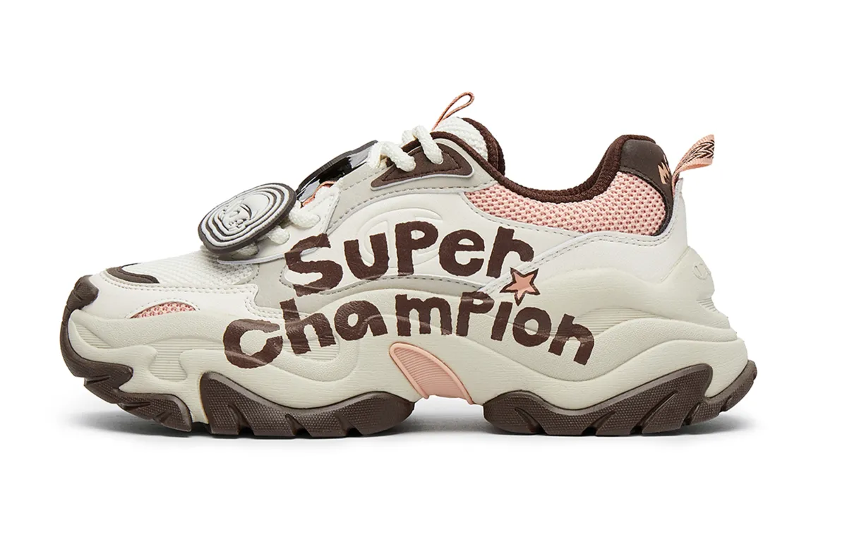 POP MART x Champion Molly Mille Feuille Shoe Champ XXL Molly Low top Chunky Sneakers Women's Coffee Brown