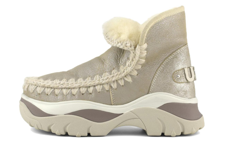 MOU Sheepskin Abrasion Resistant Cushioning Thermal Comfortable Snow Boots Women's Gray