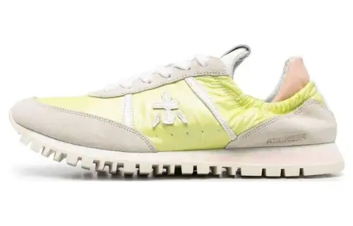PREMIATA Cow Leather Fashion Low top Casual Shoes Women's Light Yellow