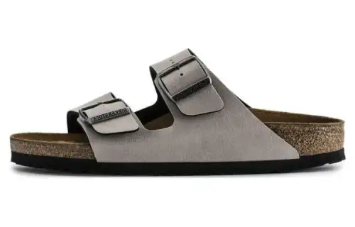 Birkenstock Arizona Leather Slide Slippers Unisex Gray