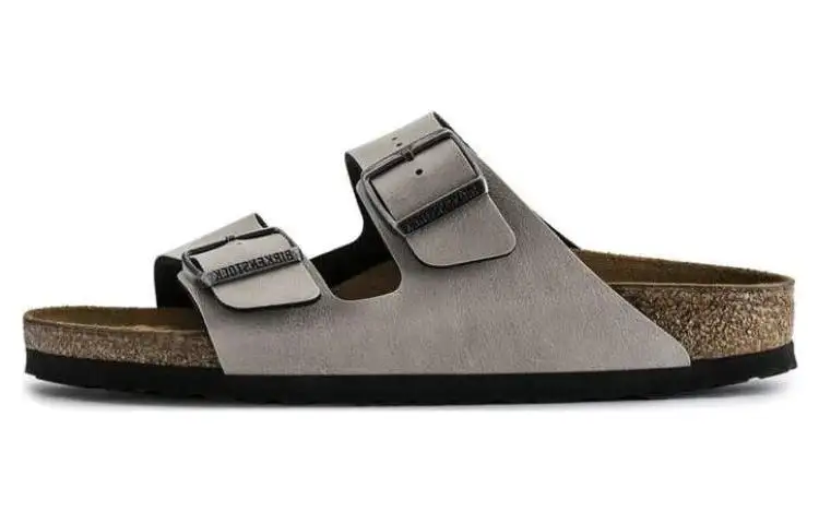 Birkenstock Arizona Leather Slide Slippers Unisex Gray
