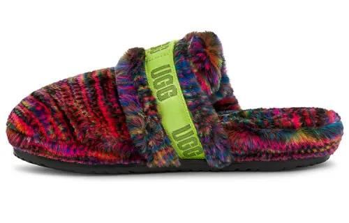 UGG Plush Collection Fabric Print Slippers Men's Black