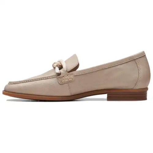Clarks Sarafyna Iris Leather Loafers 2cm Women's Stone Color