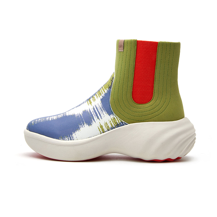 U.IN Painted Travel Shoes Sitges 4 Art Series Color Block Collision Fashion Thick Sole Dad Style Chelsea Boots Women's Style