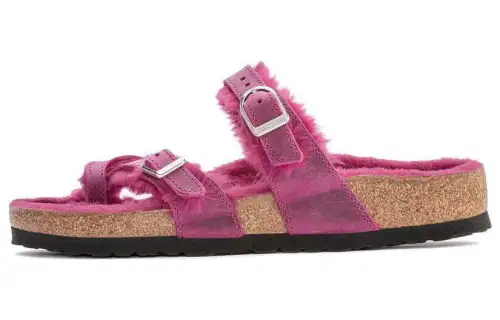 Birkenstock Leather Slide Slippers Women's Fuchsia Regular
