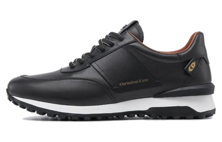 Chrisdien Deny Top Grain Cow Leather Slip Resistant Low top Casual Shoes Men's Black