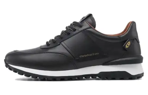 Chrisdien Deny Top Grain Cow Leather Slip Resistant Low top Casual Shoes Men's Black