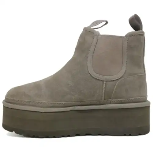 UGG Fleece Lined, Platform Comfortable Fashion Short Snow Boots Women's Gray