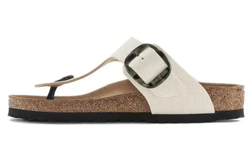 Birkenstock Gizeh Vegan Big Buckle Textile Narrow Fit Sandals 'Eggshell'