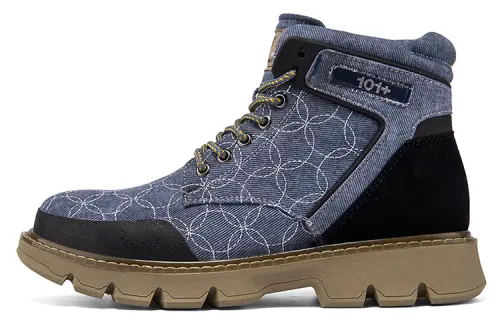 Lee Denim Men's Shoes New Autumn Work Shoes Hiking Shoes Men's Cycling High Top Outdoor Boots Short Martin Boots Low Heels Men's Dark Blue