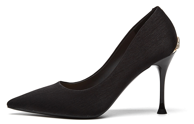 Daphne DAPHNE fabric velvet dinner texture pointed toe fashion versatile wedding shoes butterfly temperament rhinestone princess bridesmaid workplace commuting stiletto high heels 9cm women's black