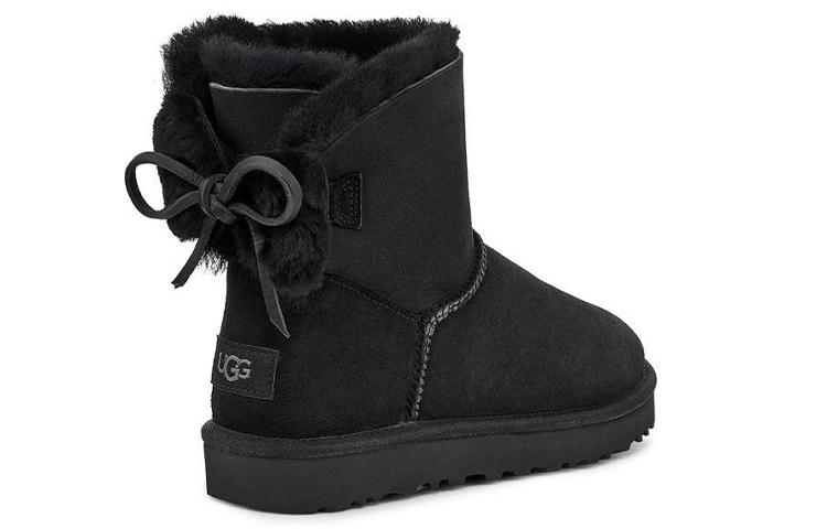 Женские ботинки UGG Classic Dudble Bow Mini (черные) — фото 4