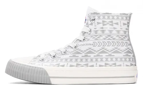 Dickies Slip Resistant Abrasion Resistant High top Canvas Shoes Women's White Silver