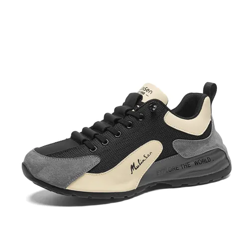 Mulinsen Black Warrior sole, invisible heightening, lightweight and fashionable, light and breathable in summer, slip-on, jogging sneakers, wear-resistant, low-top, retro wrapping, anti-suede, non-slip, street cool, dad casual shoes, men's style