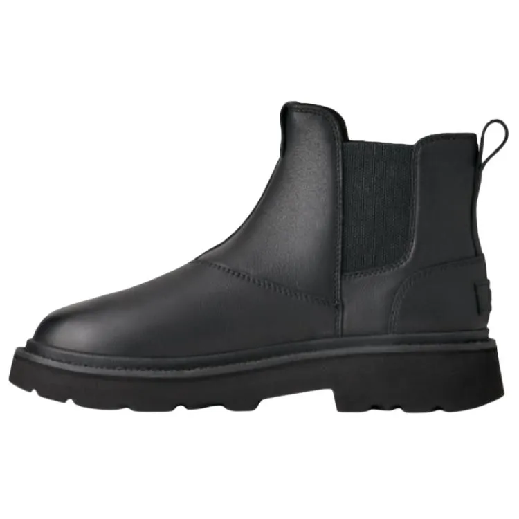 UGG Hybrid Cow Leather Fashion Trend Short Chelsea Boots Men's Black