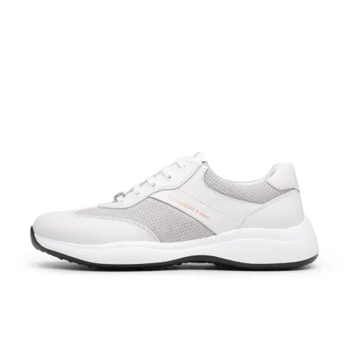 Chrisdien Deny Cow Leather Slip Resistant And Breathable Low top Casual Shoes Men's White